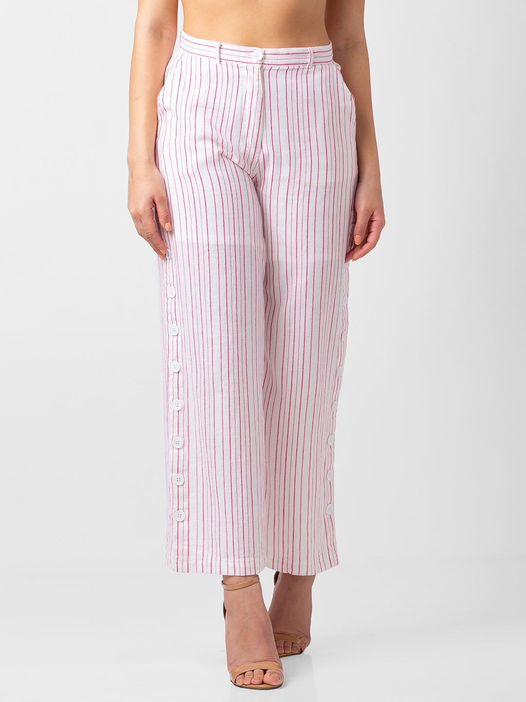 Archive At UO Black Pinstripe Flare Trousers  Urban Outfitters UK