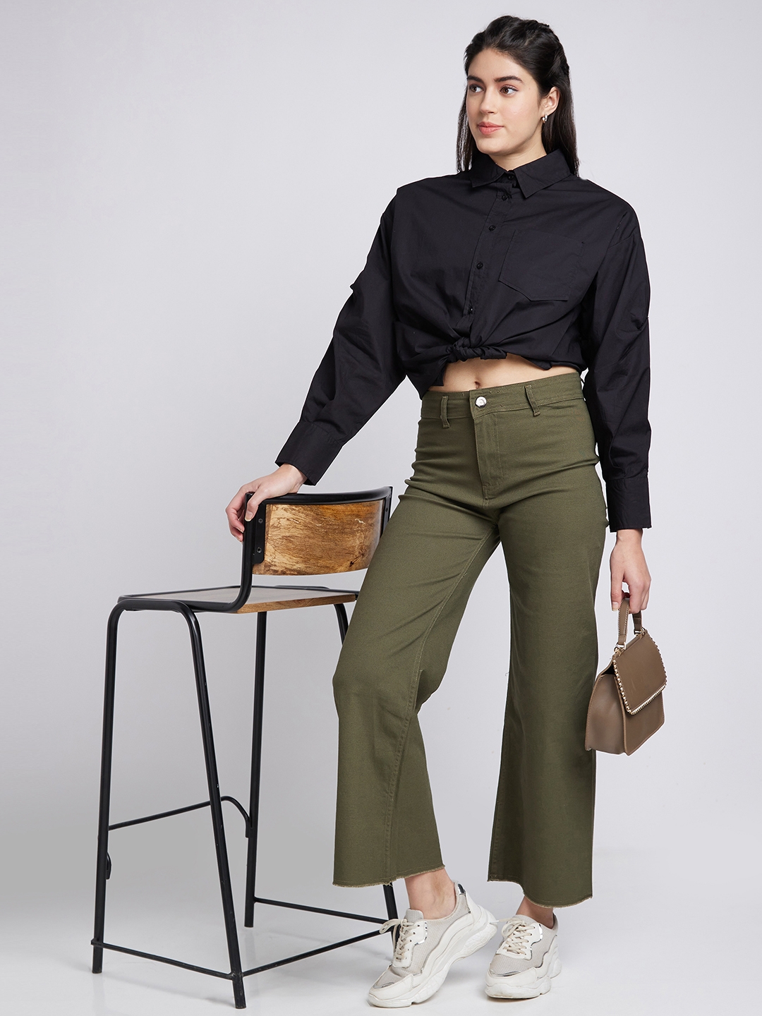 spykar | Spykar Women Black Cotton ComFort Fit Asymmetric Plain Shirt 5