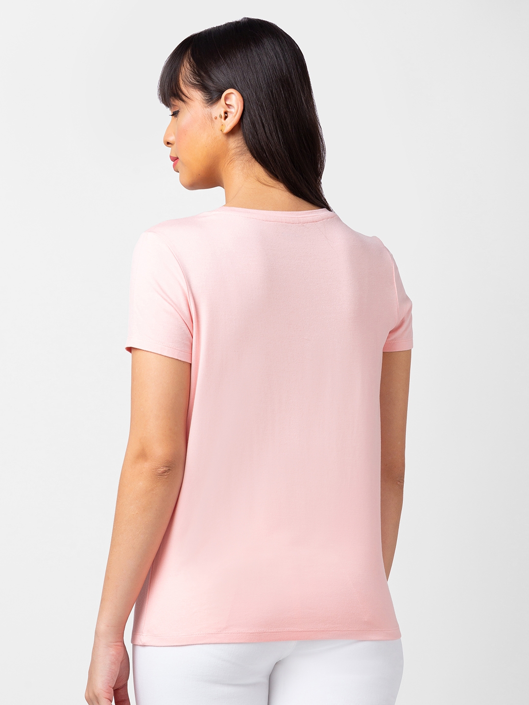 spykar | Spykar Women Pink Blended Regular Fit Half Sleeve Printed Tshirt 2