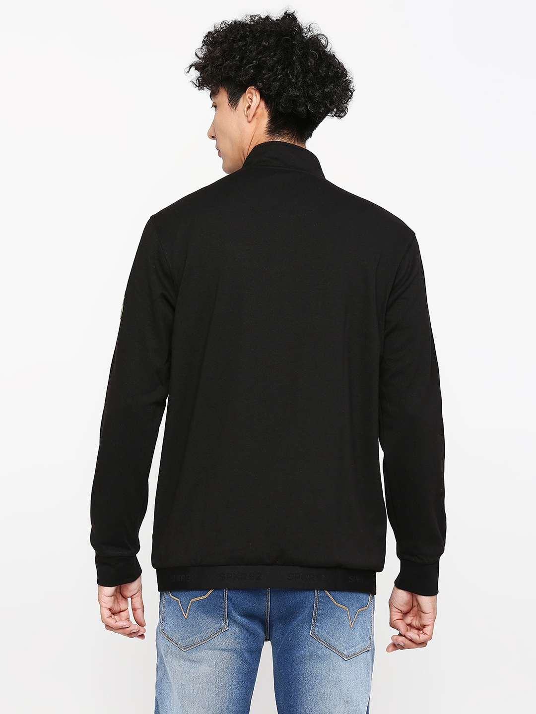 spykar | Spykar Men Black Regular Fit Plain Halter Neck Sweatshirt 3