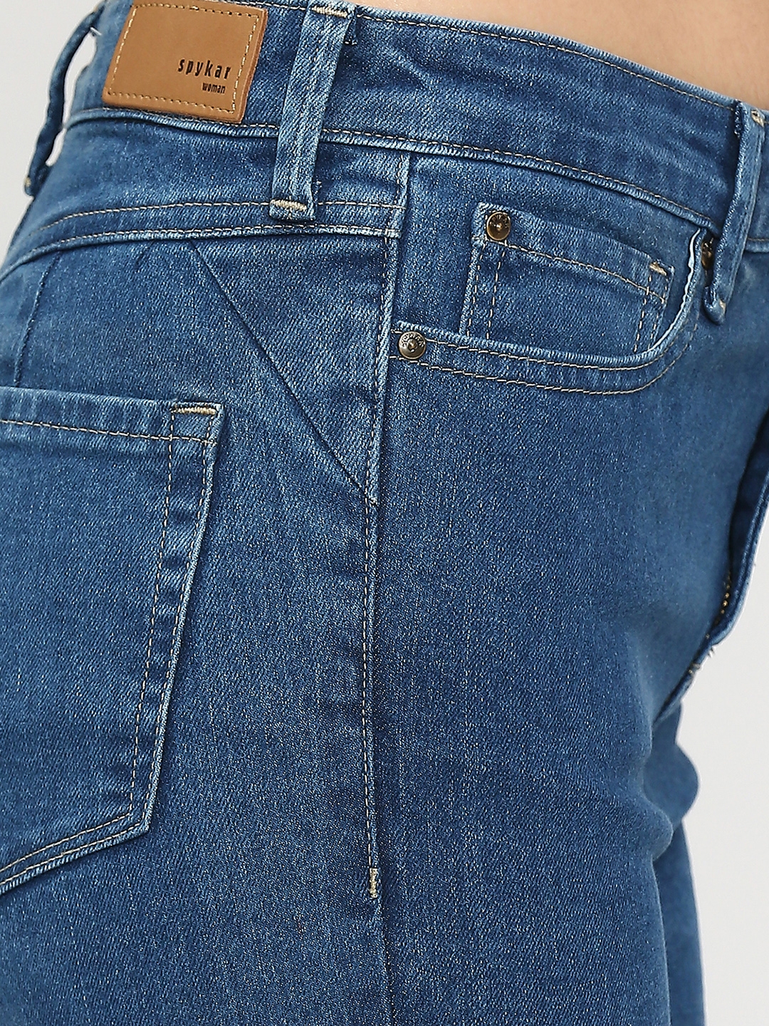 spykar | Spykar Women Mid Blue Cotton Skinny Fit Ankle Length Clean Look Mid Rise Jeans (YNR) 4