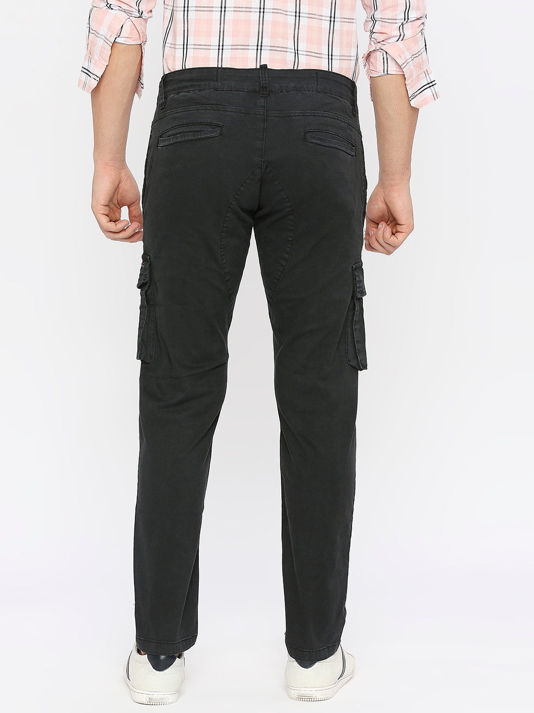 spykar | Spykar Men Black Lycra Slim Fit Ankle Length Plain Trousers 3