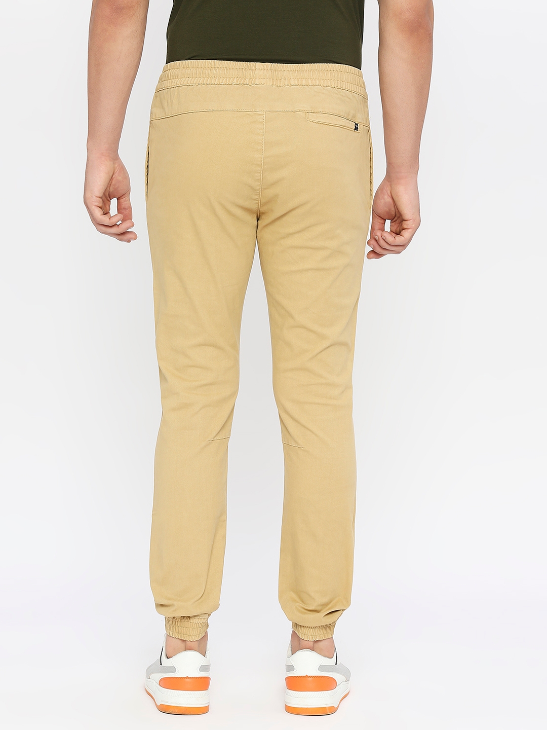 spykar | Spykar Men Camel Khaki Lycra Slim Fit Ankle Length Plain Trousers 3