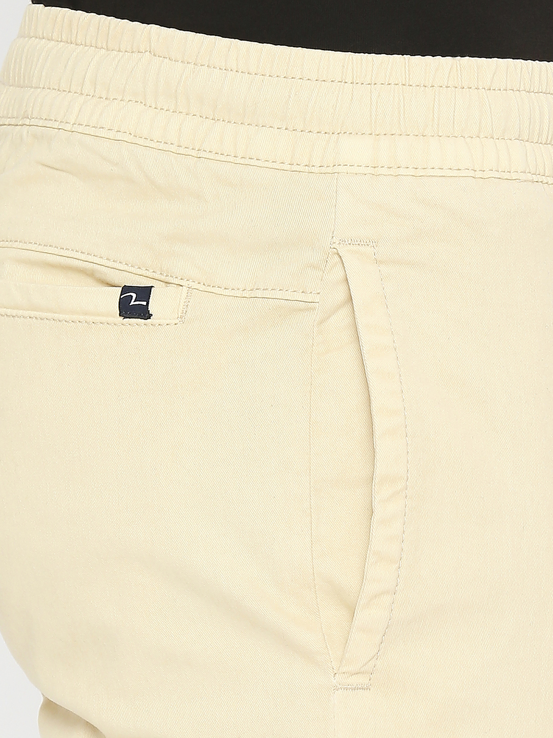 Spykar Men Ecru Lycra Slim Fit Ankle Length Plain Trousers
