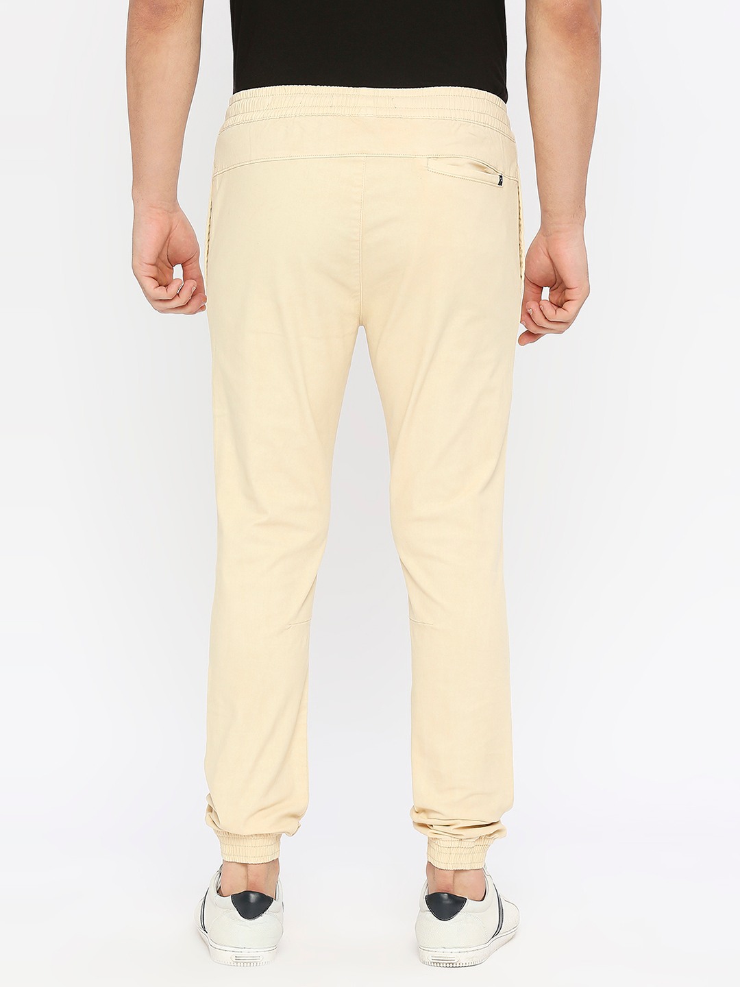 Spykar Men Ecru Lycra Slim Fit Ankle Length Plain Trousers