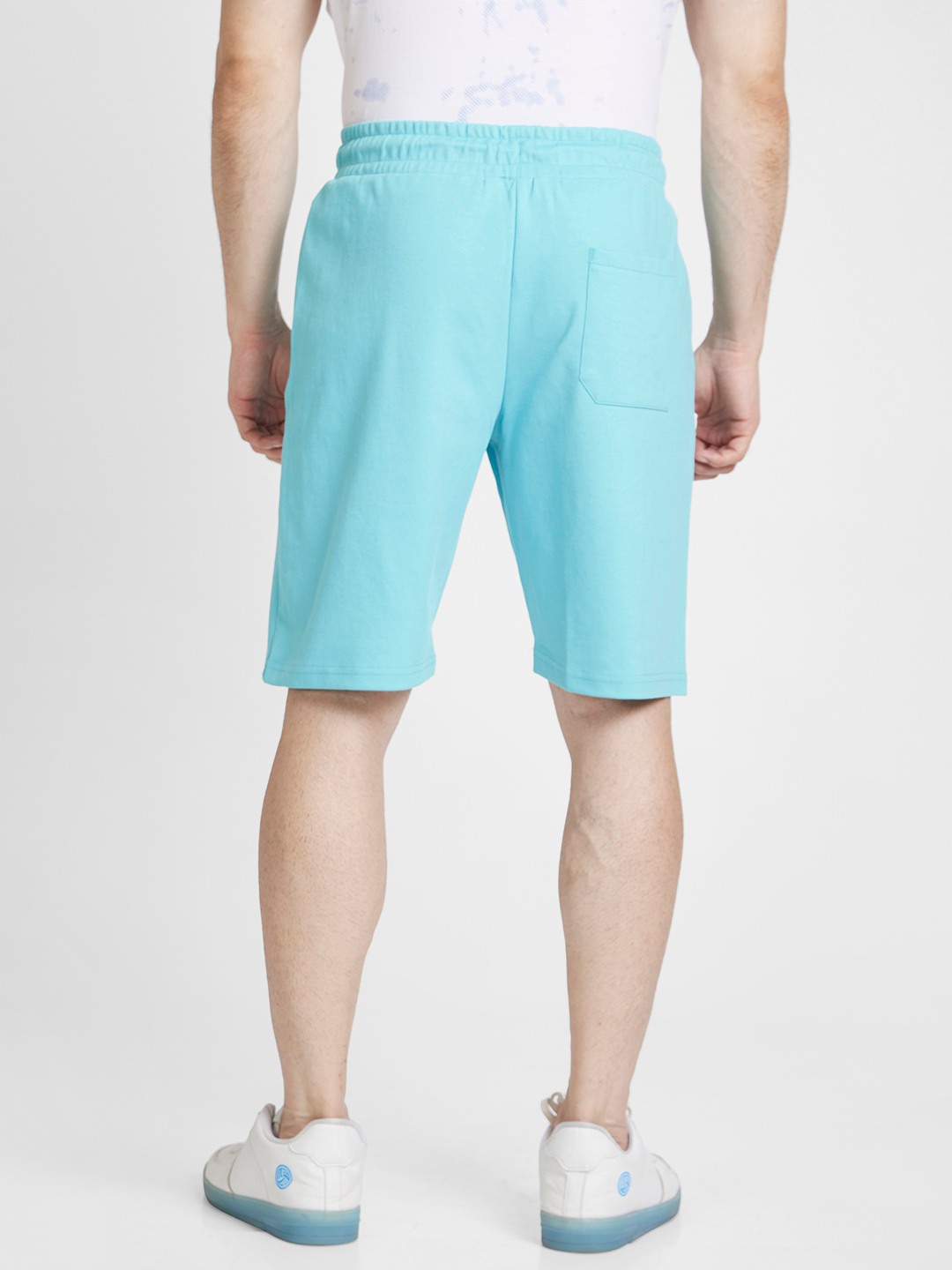 Spykar Men Sky Blue Blended Knee Length Shorts