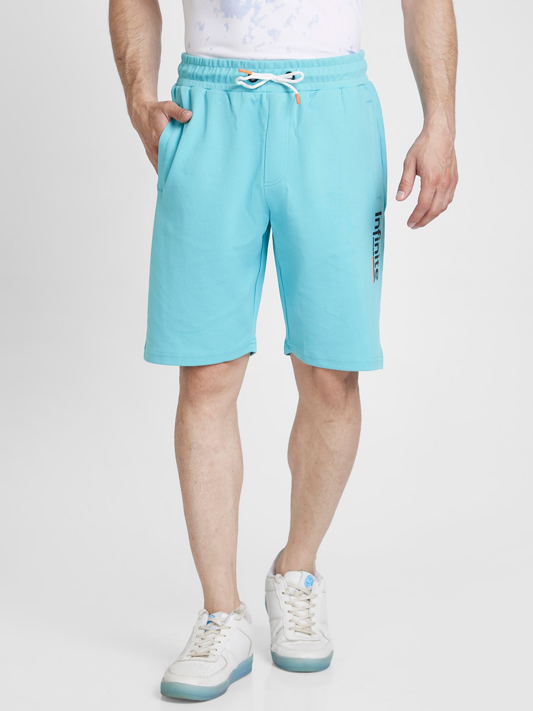Spykar Men Sky Blue Blended Knee Length Shorts