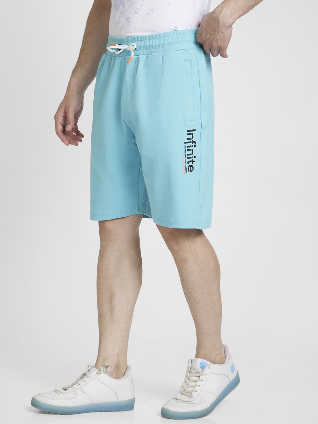 Spykar Men Sky Blue Blended Knee Length Shorts
