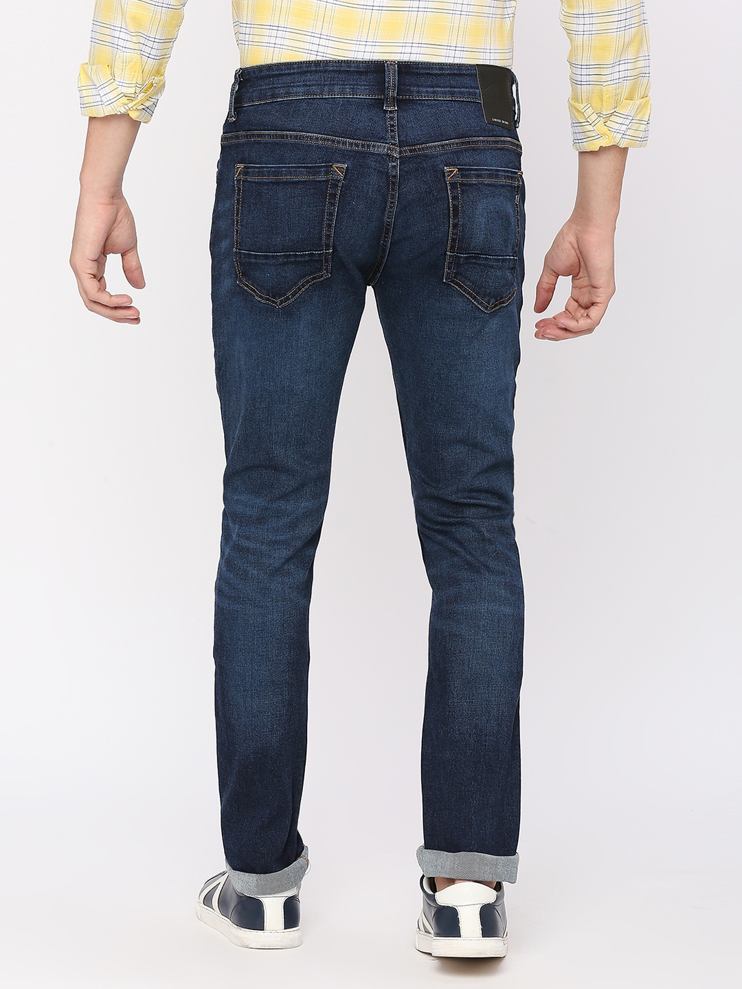 spykar | Spykar Men Mid Blue Cotton Regular Fit Narrow Length Clean Look Mid Rise Jeans (Rover) 3