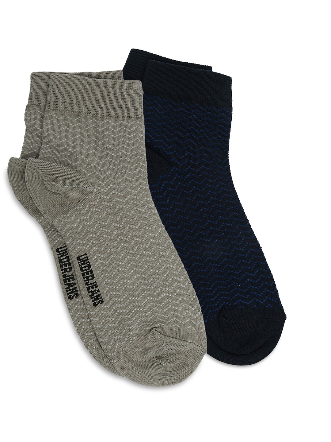 Underjeans by Spykar Premium Navy & Khaki Ankle Length Socks - Pack Of 2