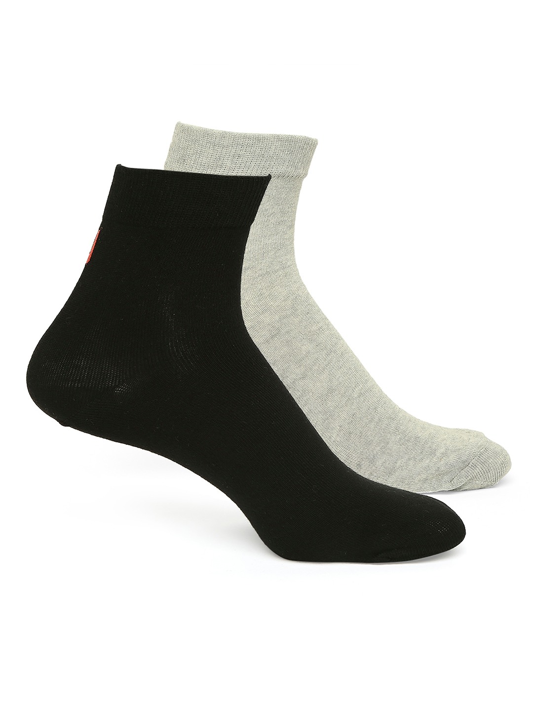 Underjeans by Spykar Premium Grey Melange & Black Ankle Length Socks - Pack Of 2