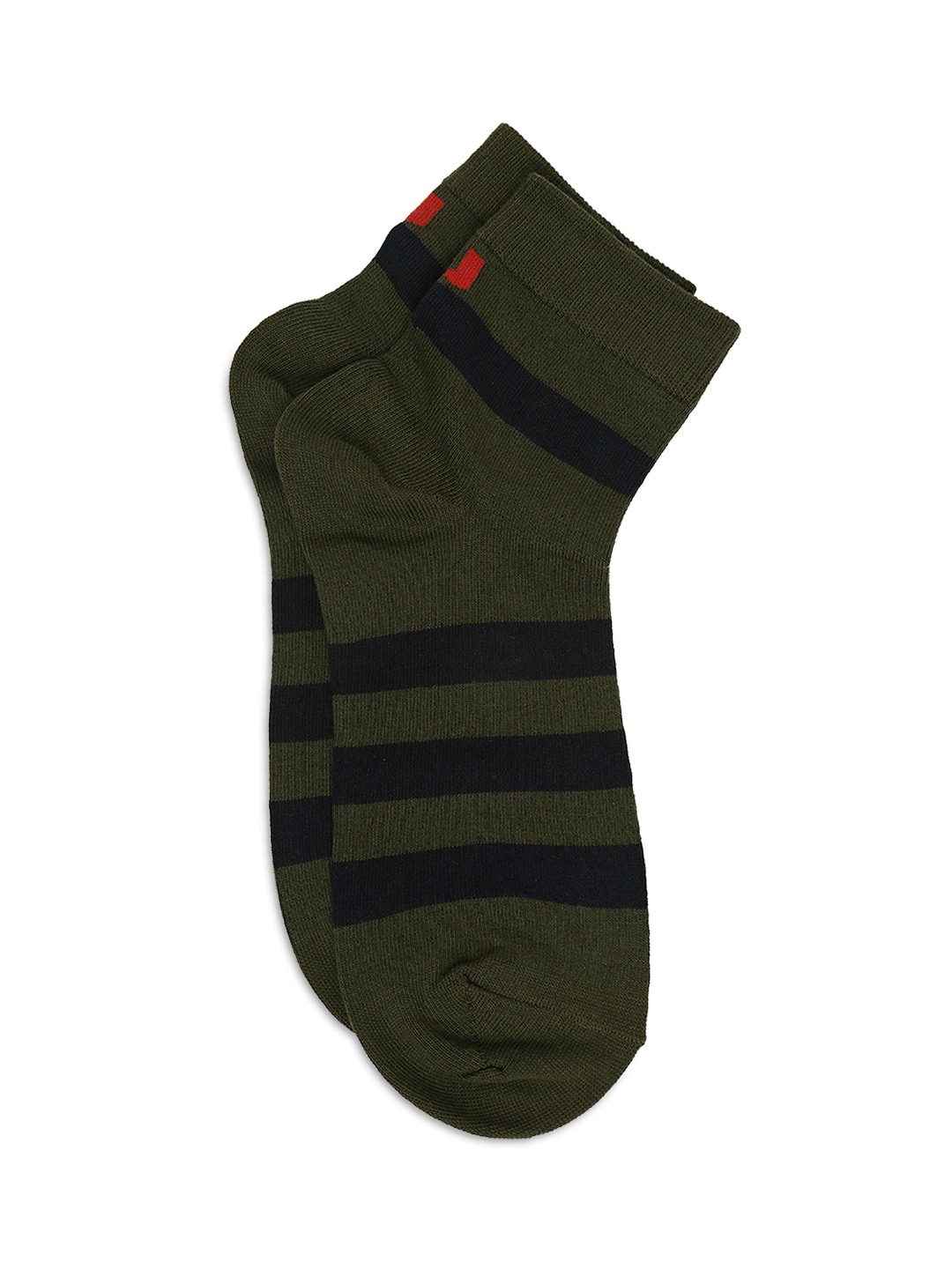 Underjeans by Spykar Premium Olive & Navy Melange Ankle Length Socks - Pack Of 2