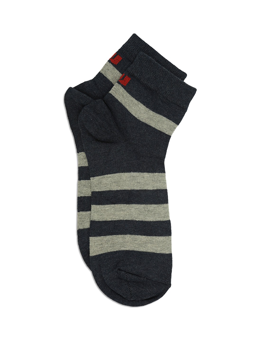 Underjeans by Spykar Premium Olive & Navy Melange Ankle Length Socks - Pack Of 2