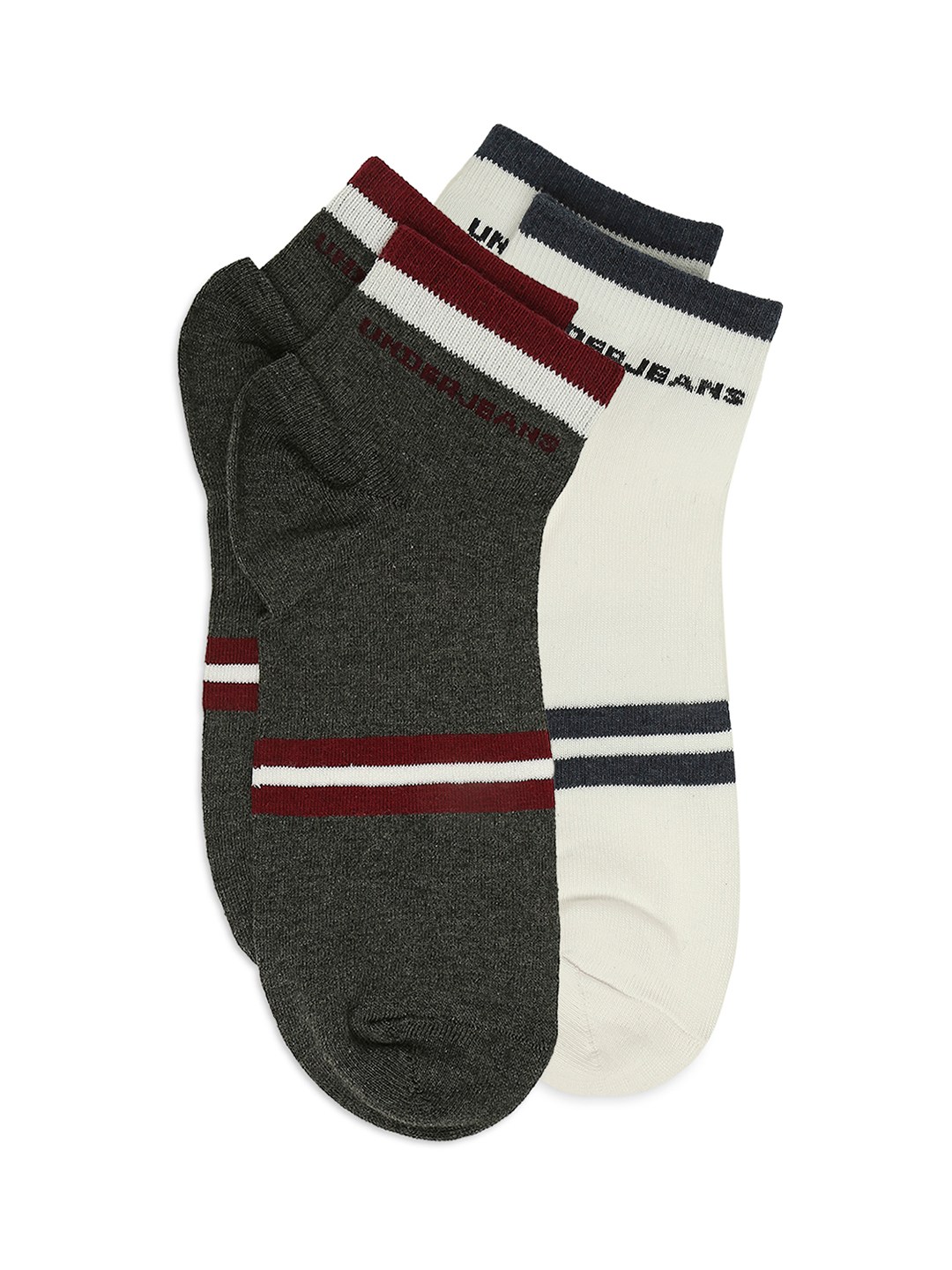 Underjeans by Spykar Premium Anthra Melange & White Ankle Length Socks - Pack Of 2