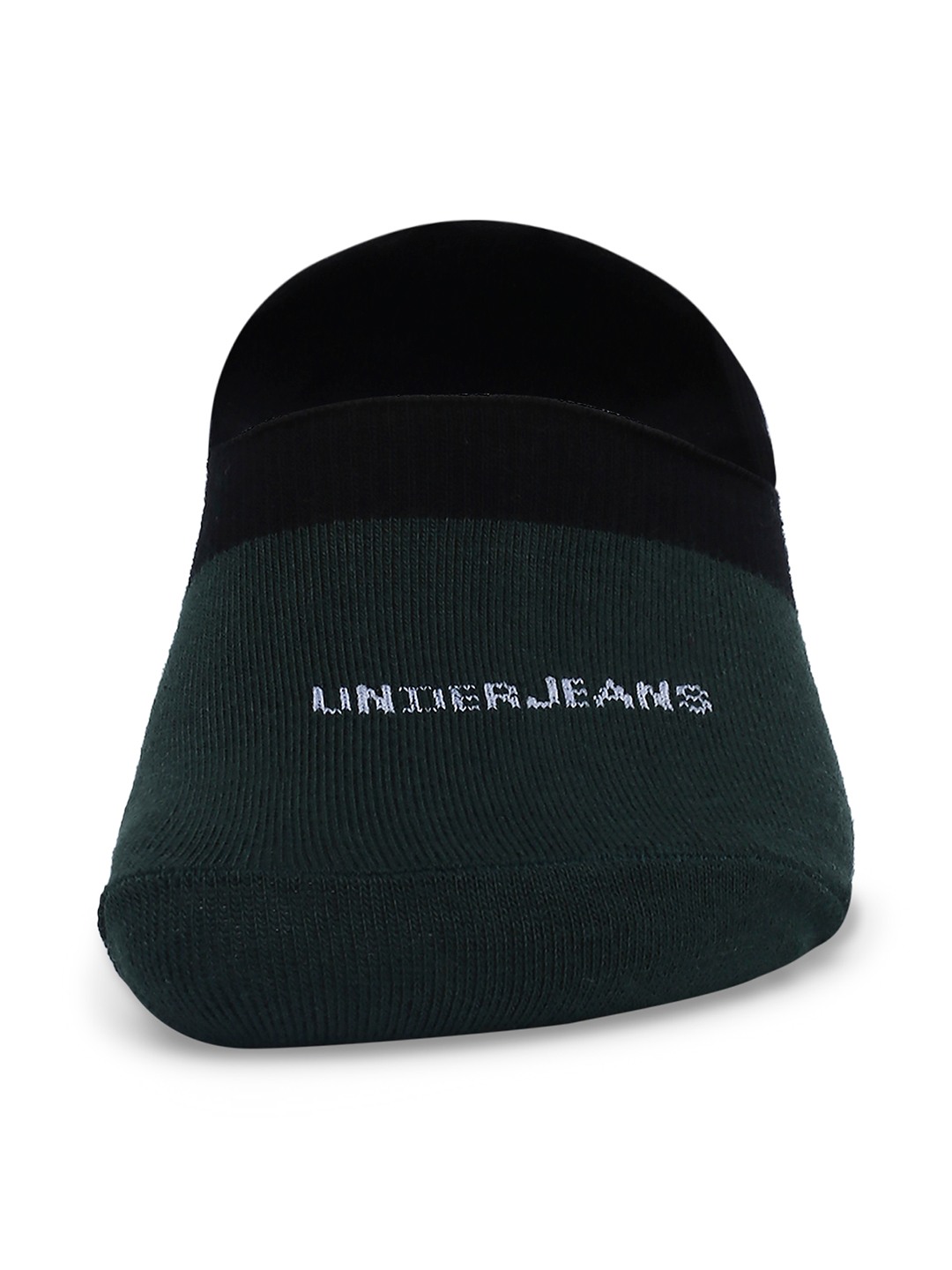 Underjeans By Spykar Men White & Bottle Green Cotton Blend No Show Socks - Pack Of 2