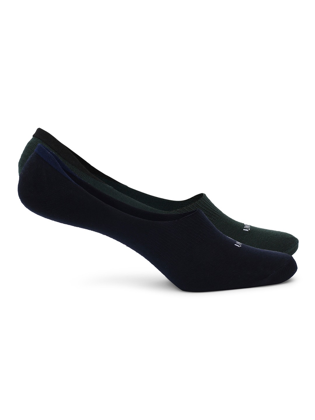 Underjeans By Spykar Men Navy & Bottle Green Cotton Blend No Show Socks - Pack Of 2