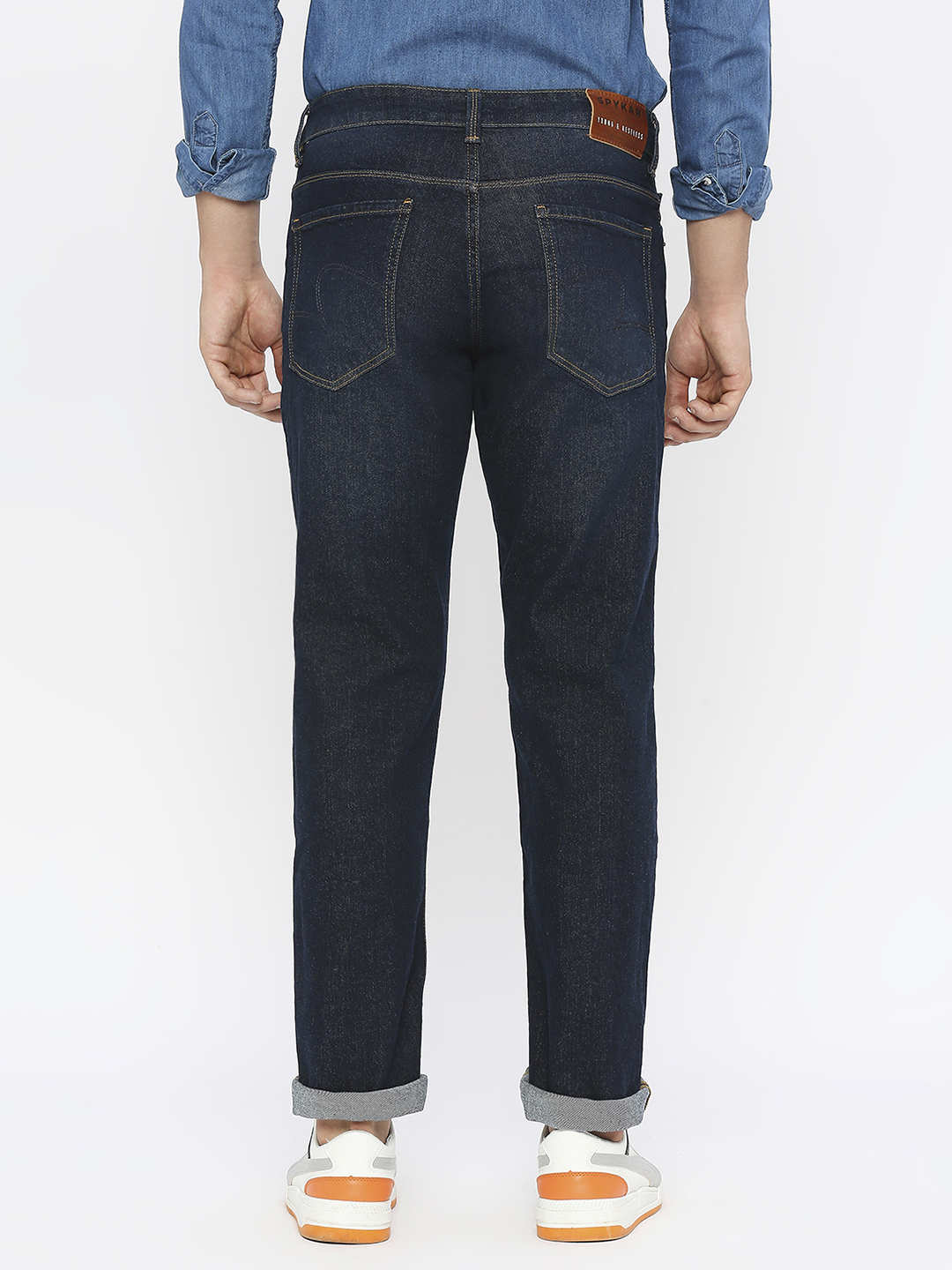Spykar Men Raw Blue Cotton Stretch Comfort Fit Straigth Length Clean Look Mid Rise Jeans-(Ricardo)