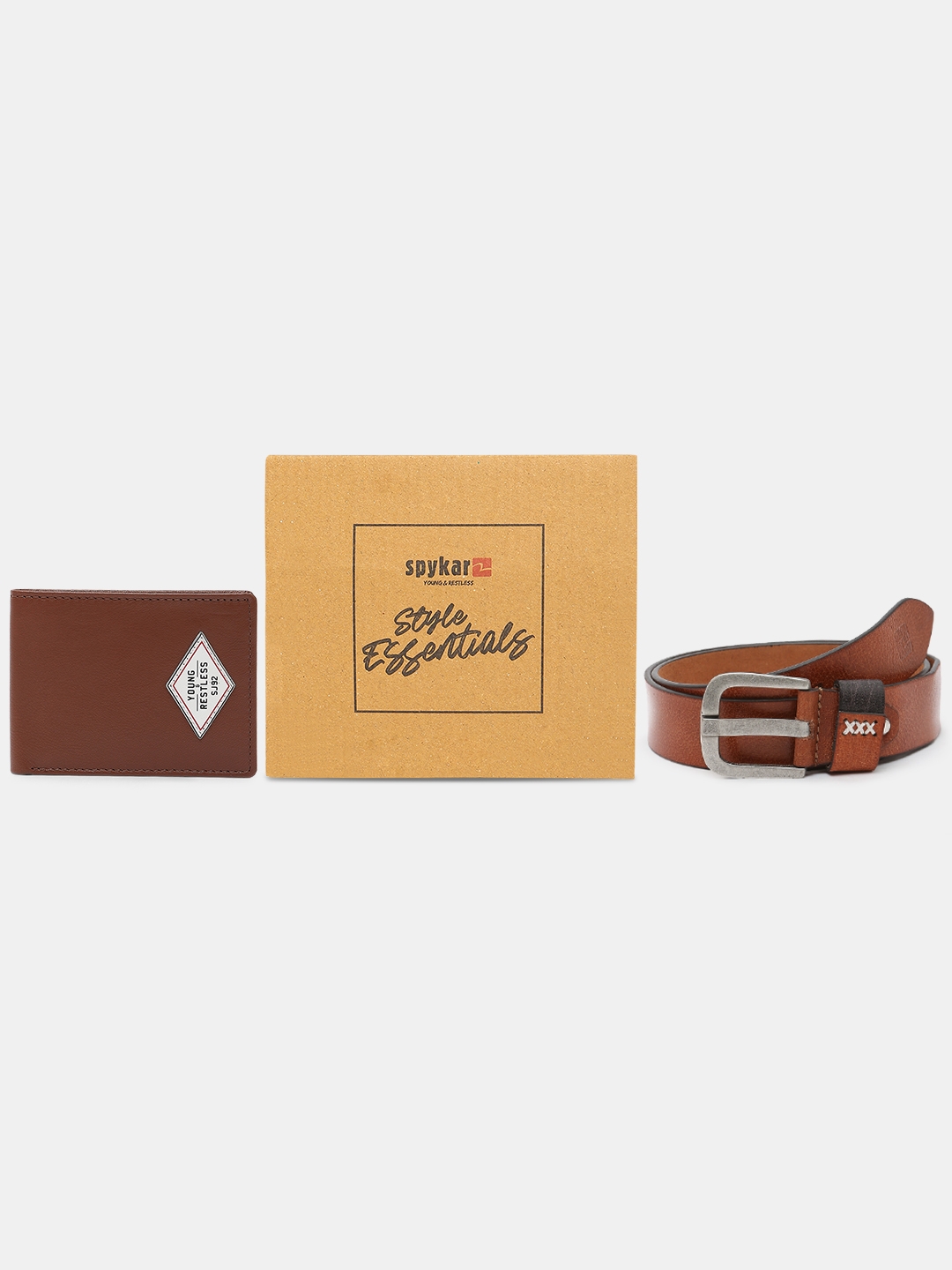 spykar | Spykar Brown Leather Belt & Wallet Combo 0