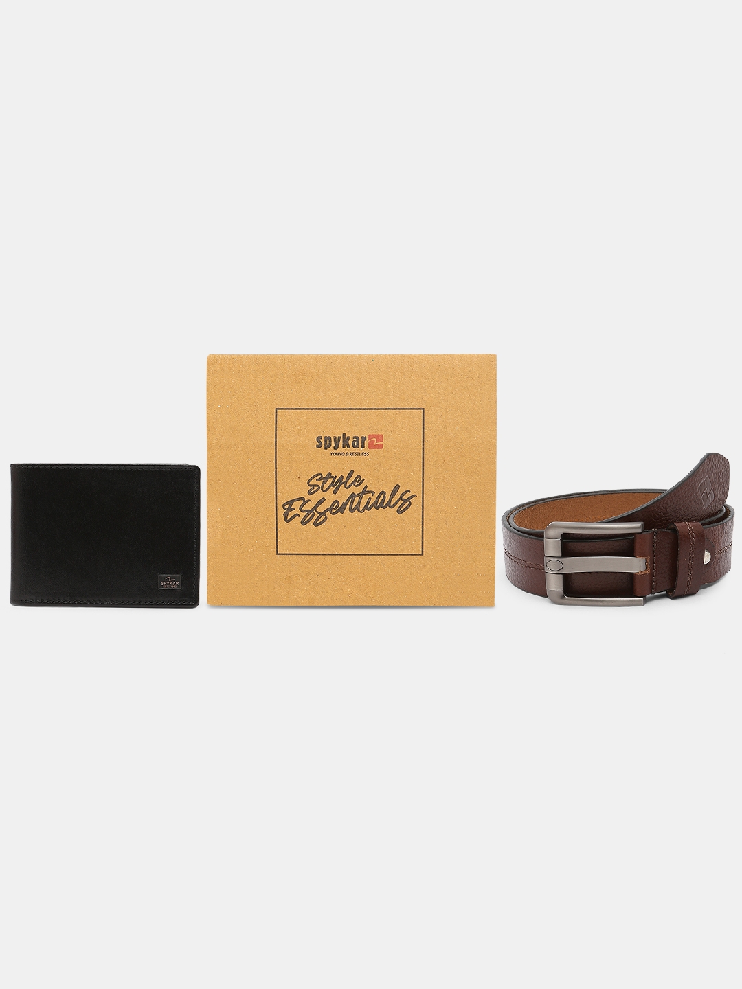 spykar | Spykar Black Leather Belt & Wallet Combo 15