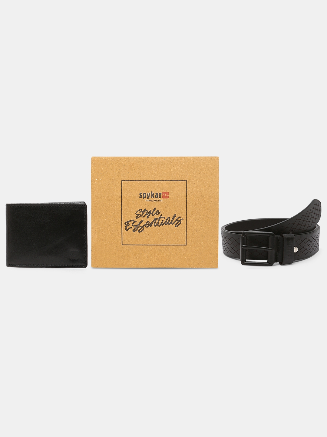 spykar | Spykar Black Leather Belt & Wallet Combo 9