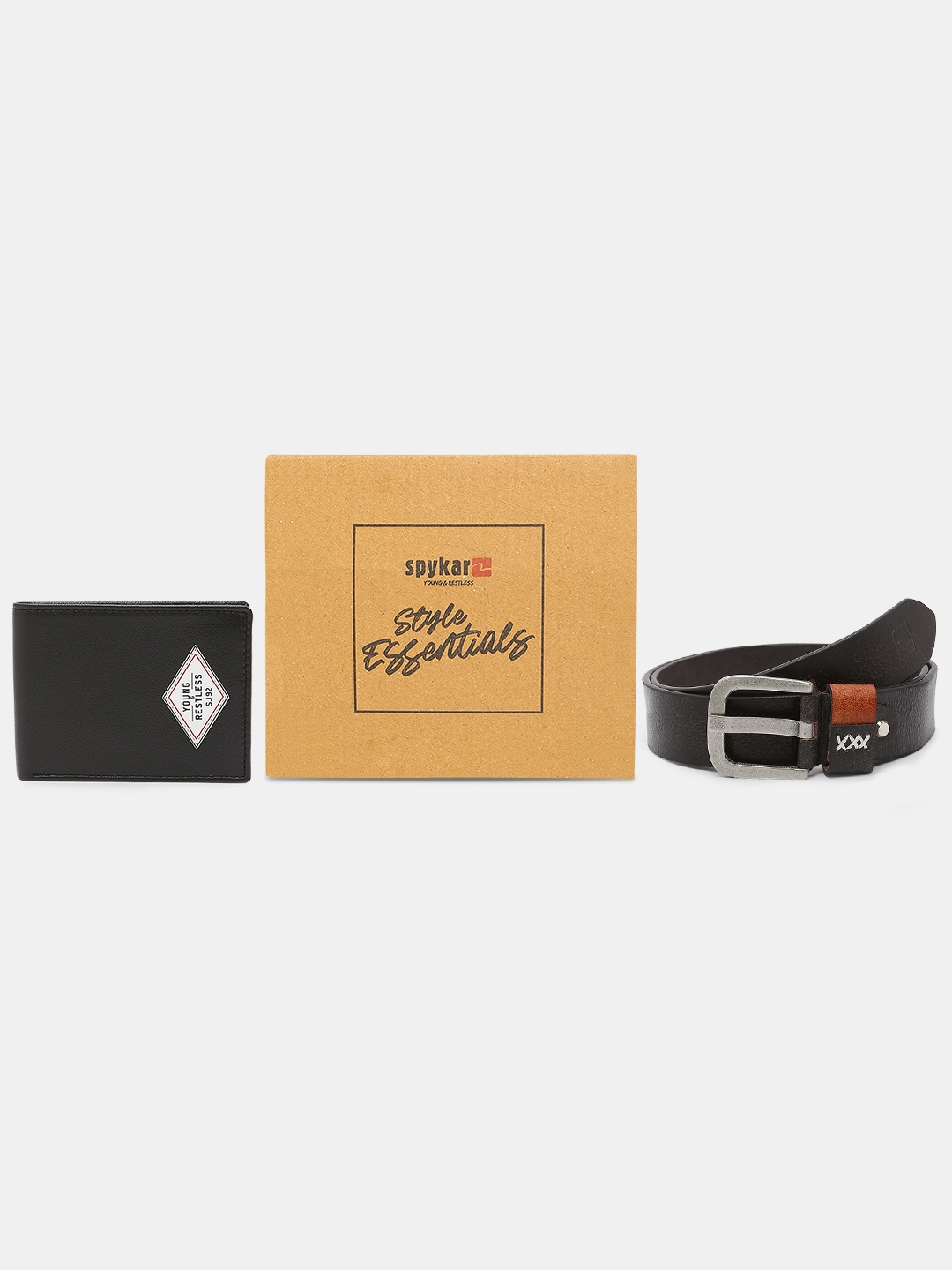 spykar | Spykar Black Leather Belt & Wallet Combo 0