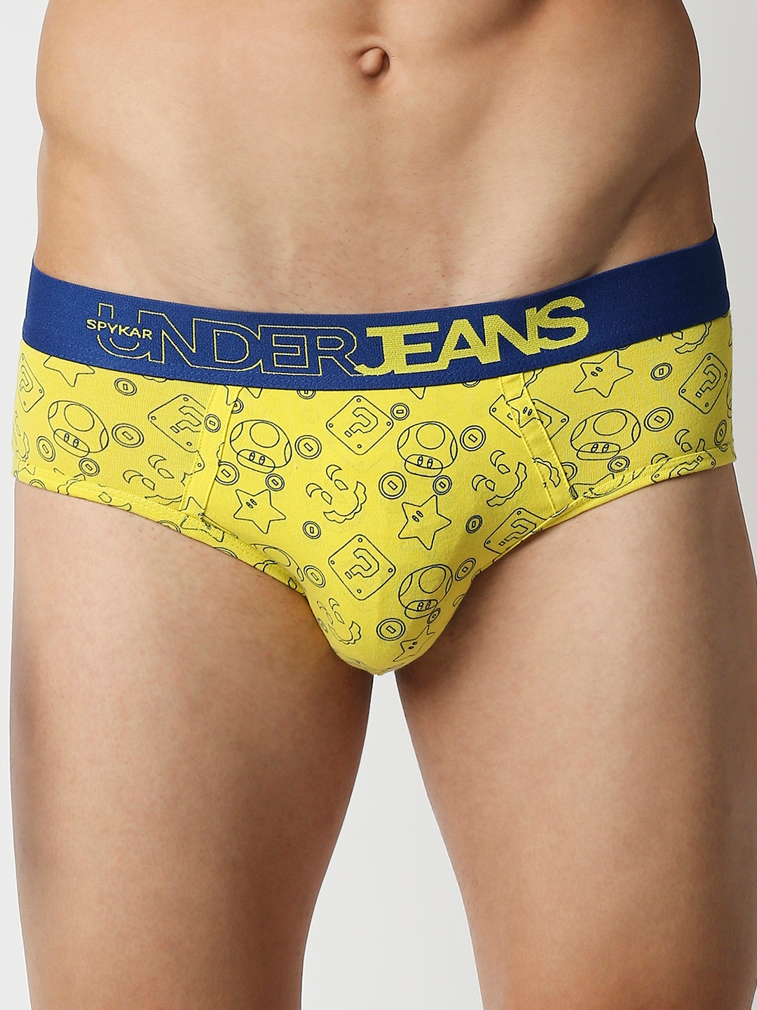 spykar | Underjeans by Spykar Premium Red Yellow & White Cotton Blend Printed Brief - Pack Of 3 2