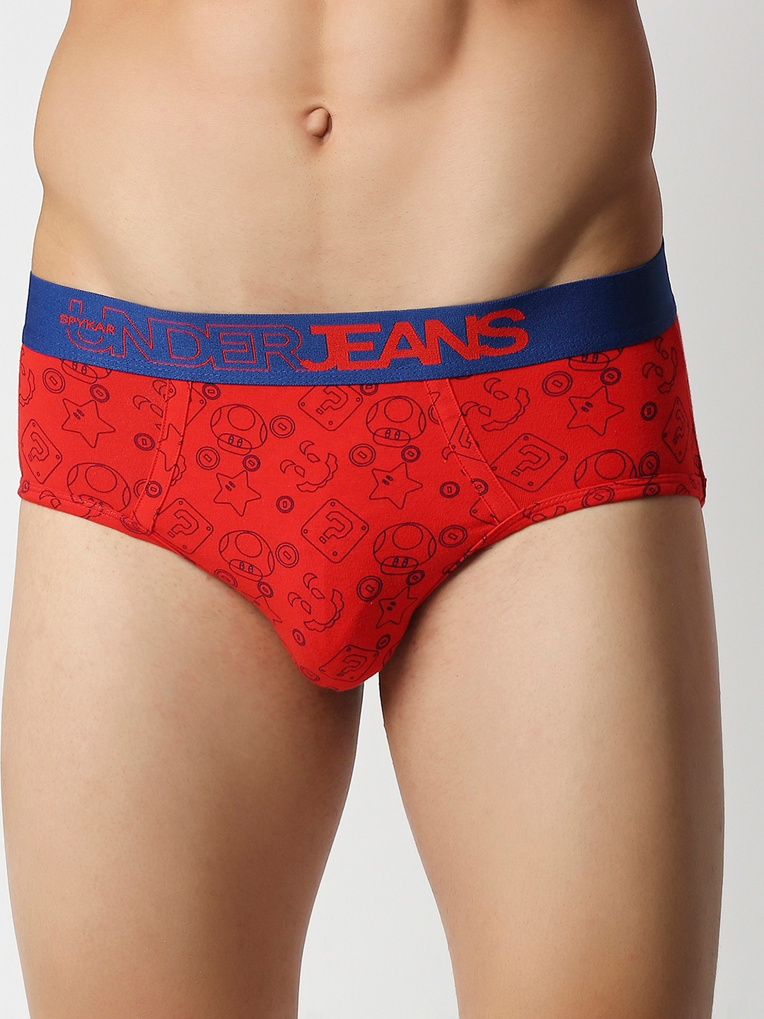 spykar | Underjeans by Spykar Premium Red Yellow & White Cotton Blend Printed Brief - Pack Of 3 1