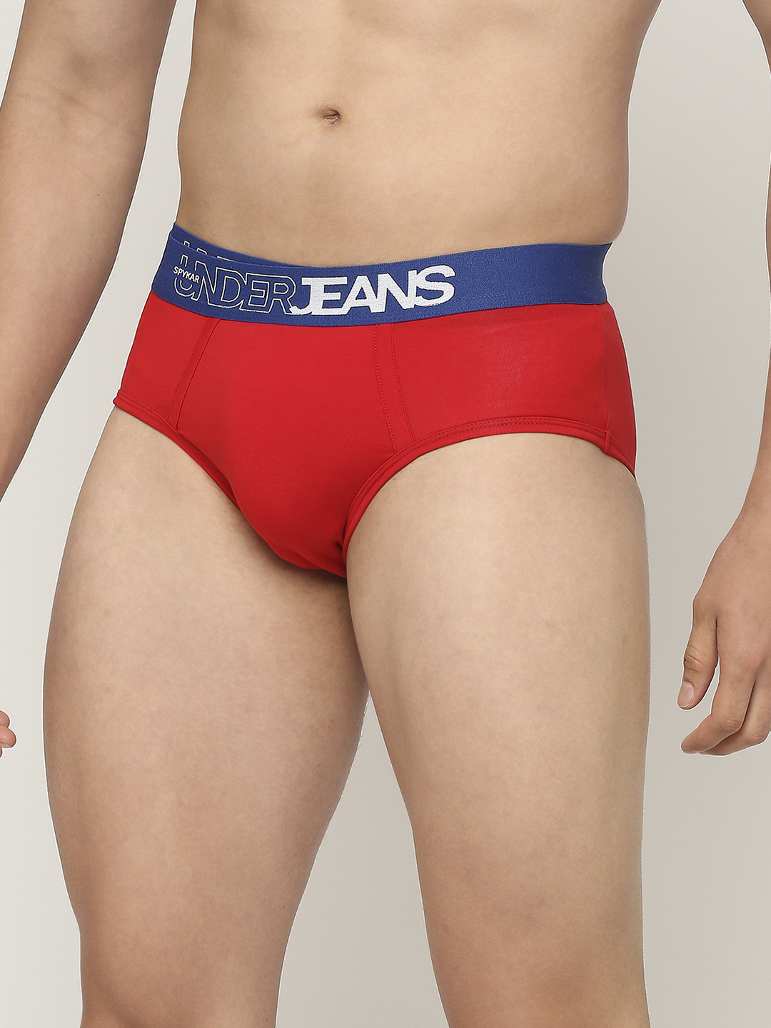 Underjeans by Spykar Premium Red & Black Cotton Blend Printed Brief - Pack Of 3