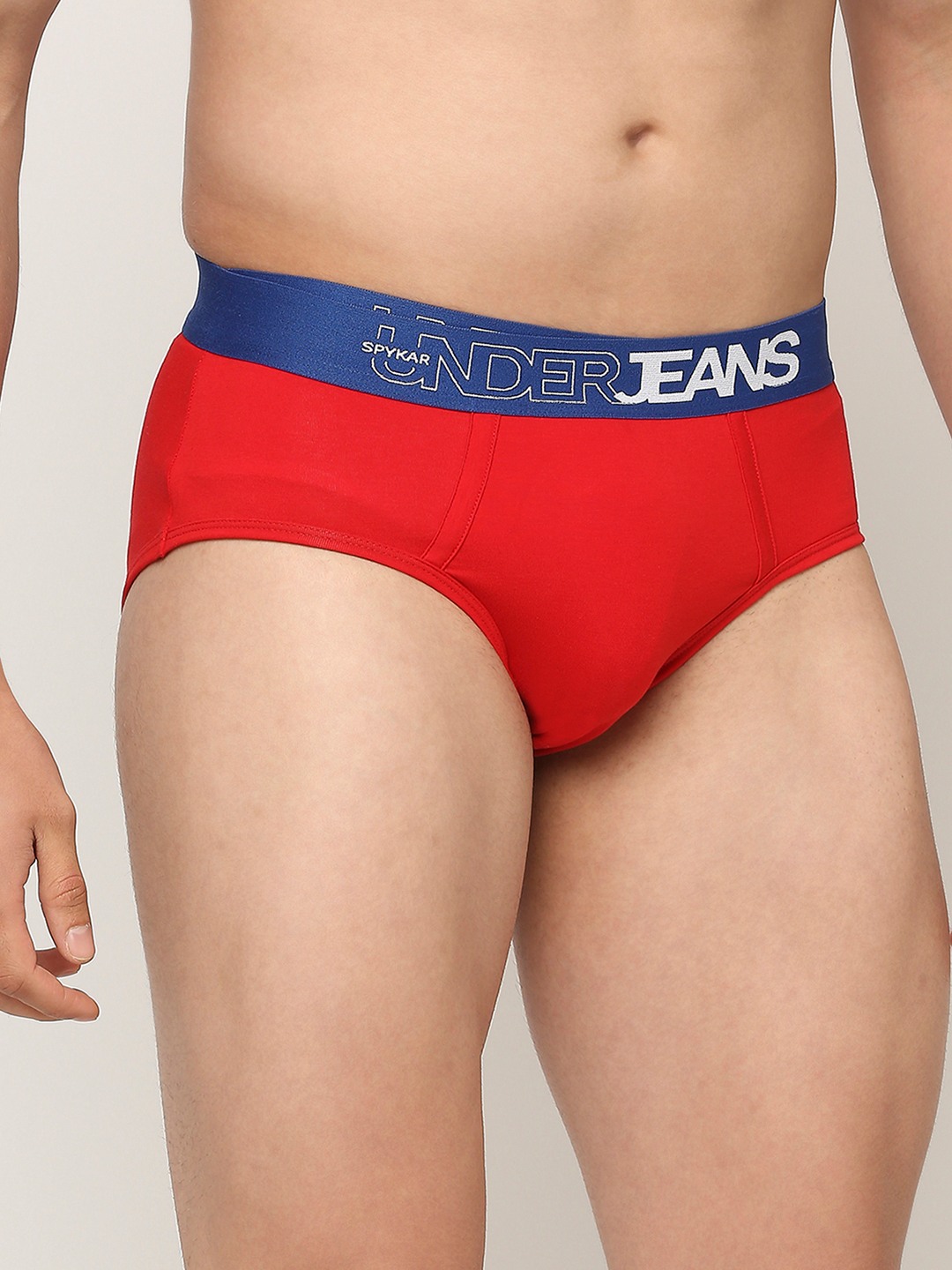 Underjeans by Spykar Premium Red & Black Cotton Blend Printed Brief - Pack Of 3