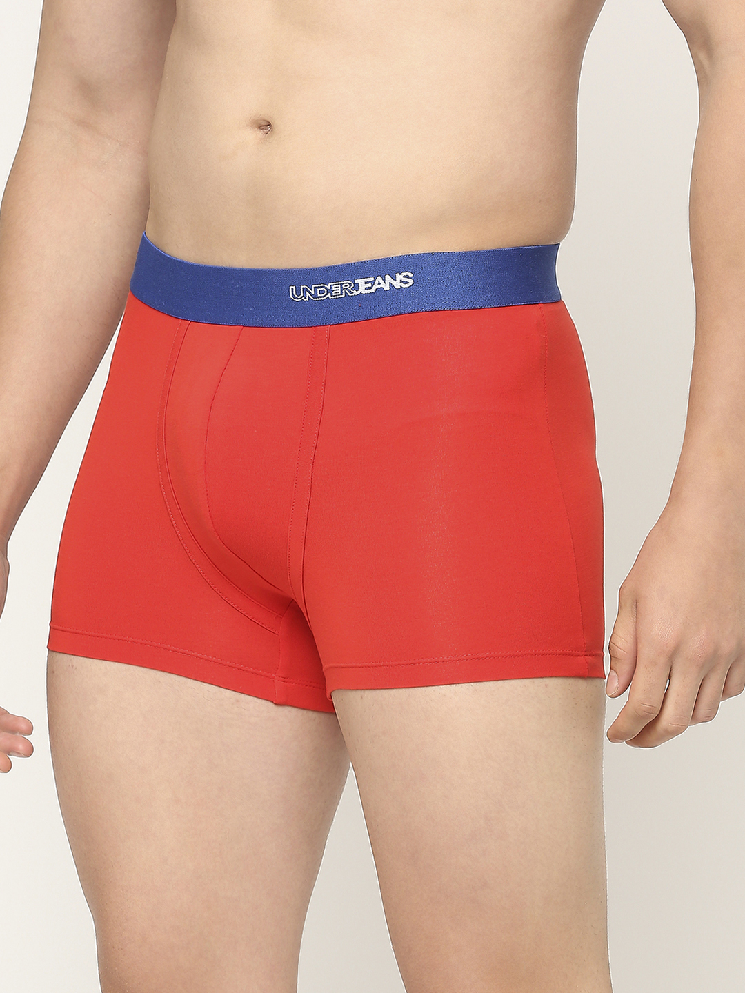 Underjeans by Spykar Premium Red Olive & Navy Cotton Blend Printed Trunk - Pack Of 3