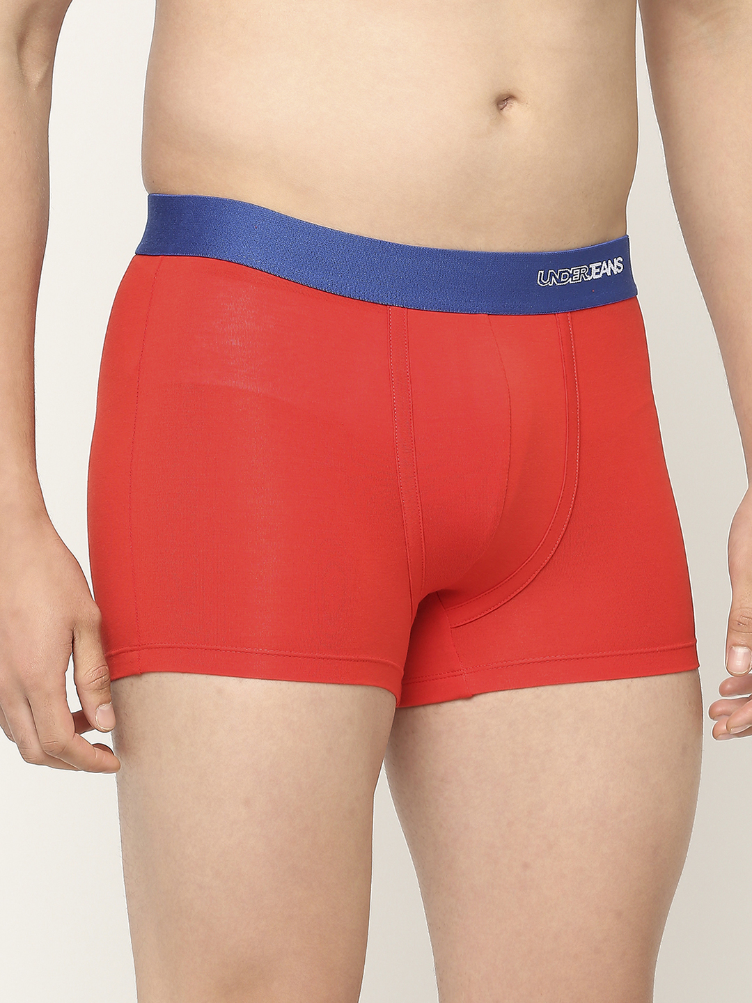 Underjeans by Spykar Premium Red Olive & Navy Cotton Blend Printed Trunk - Pack Of 3