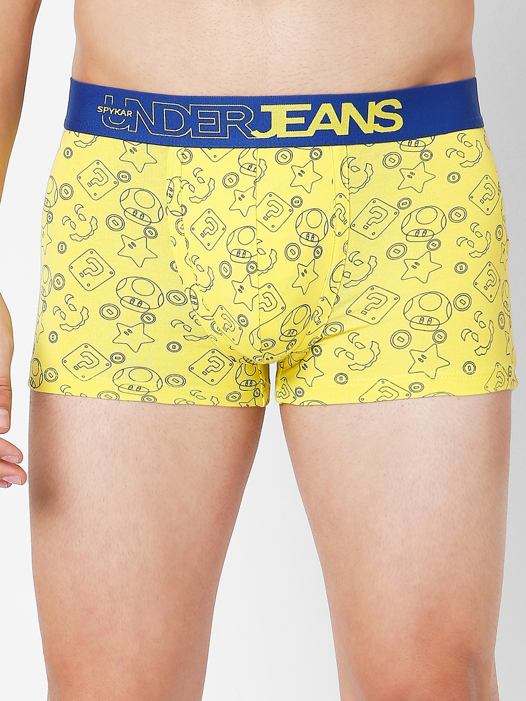 Spykar | Underjeans by Spykar Premium Red Yellow & White Cotton Blend Printed Trunk - Pack Of 3 1