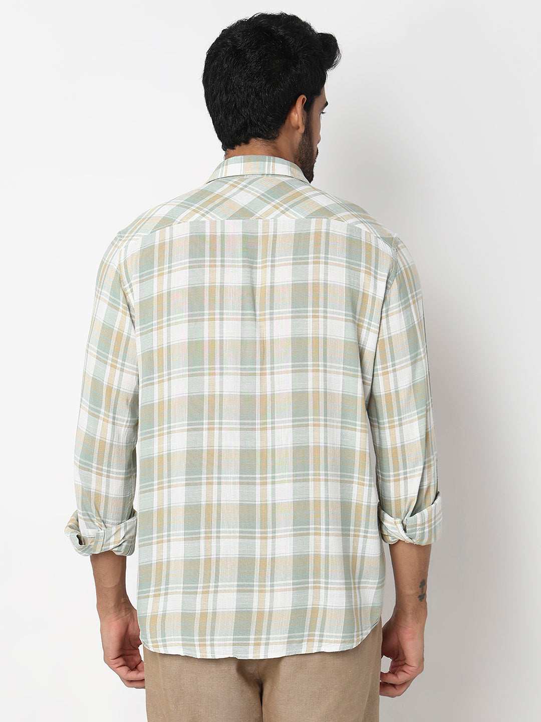 SPYKAR MENS CASUAL SHIRT H/S MSHCS1BE163 GRANITE GREEN