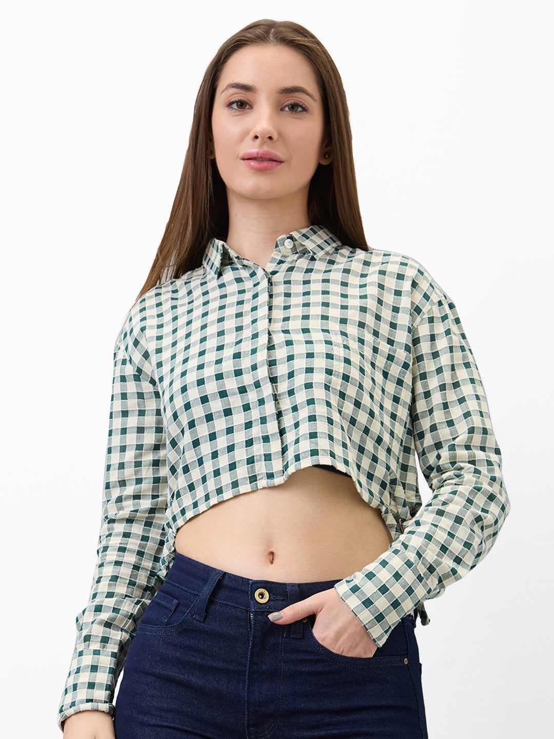 SPYKAR LADIES WESTERN TOP H/S WSHCS1BE130 MALACHITE GRN