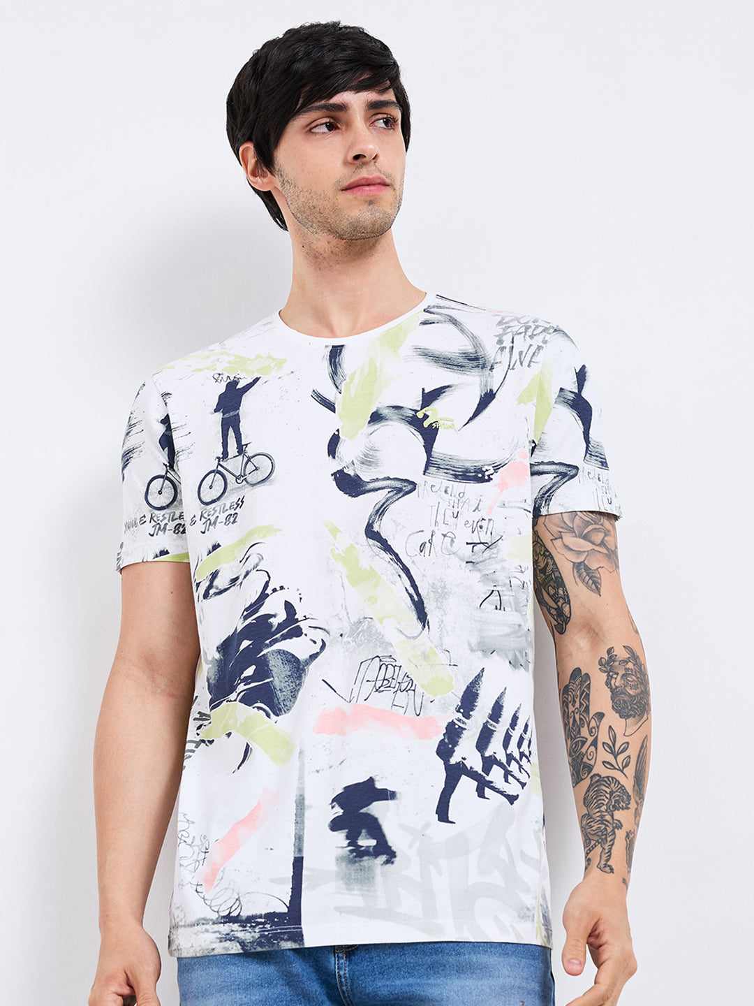 SPYKAR MENS T-SHIRT H/S MKTFT1BE009 LETTUCE GREEN