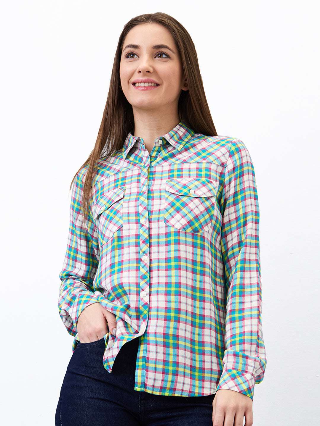 SPYKAR LADIES WESTERN TOP H/S WSHCS1BE126 BLUE
