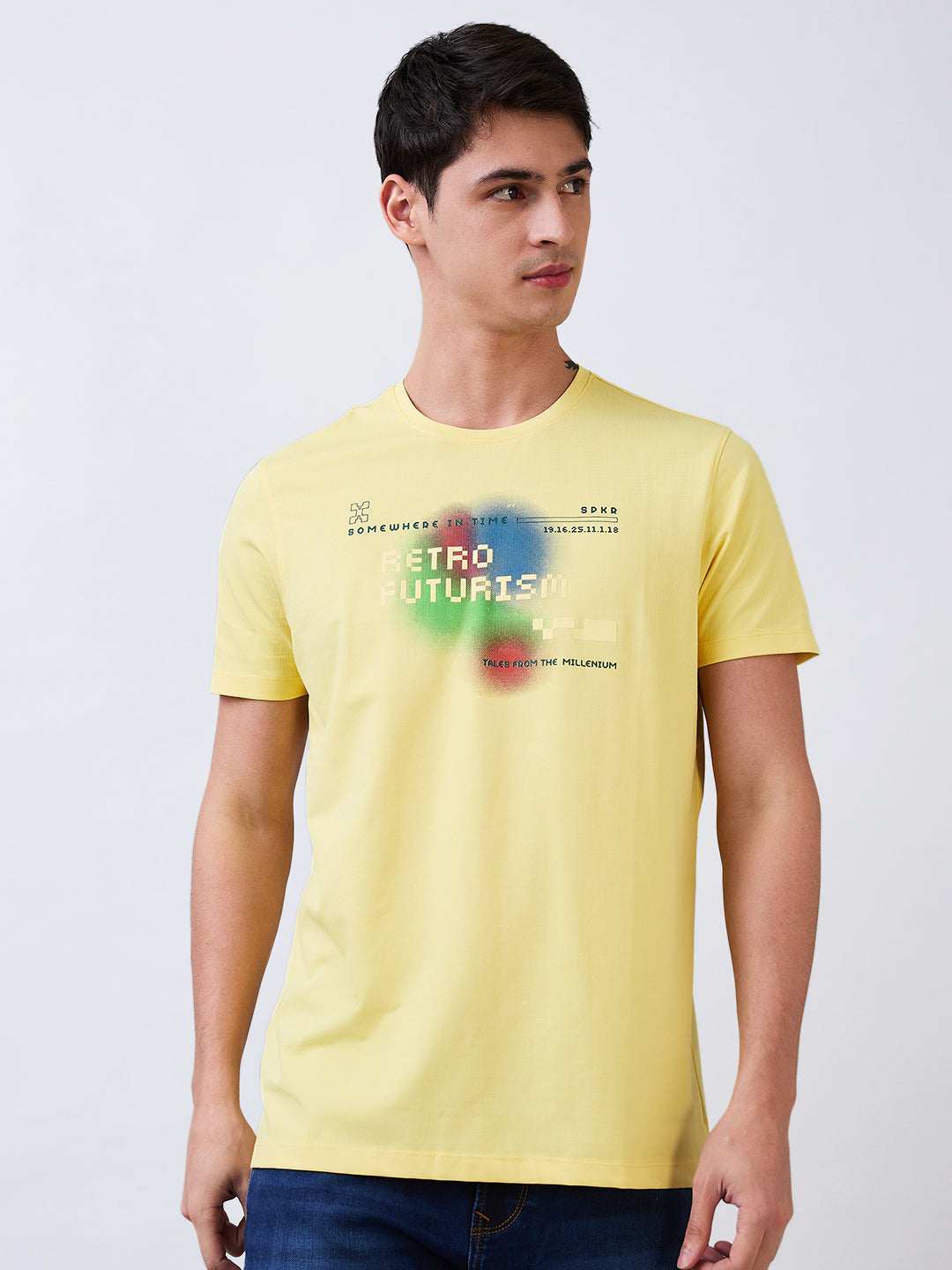 SPYKAR MENS T-SHIRT H/S MKTFT1BE109 POWDER YELLOW