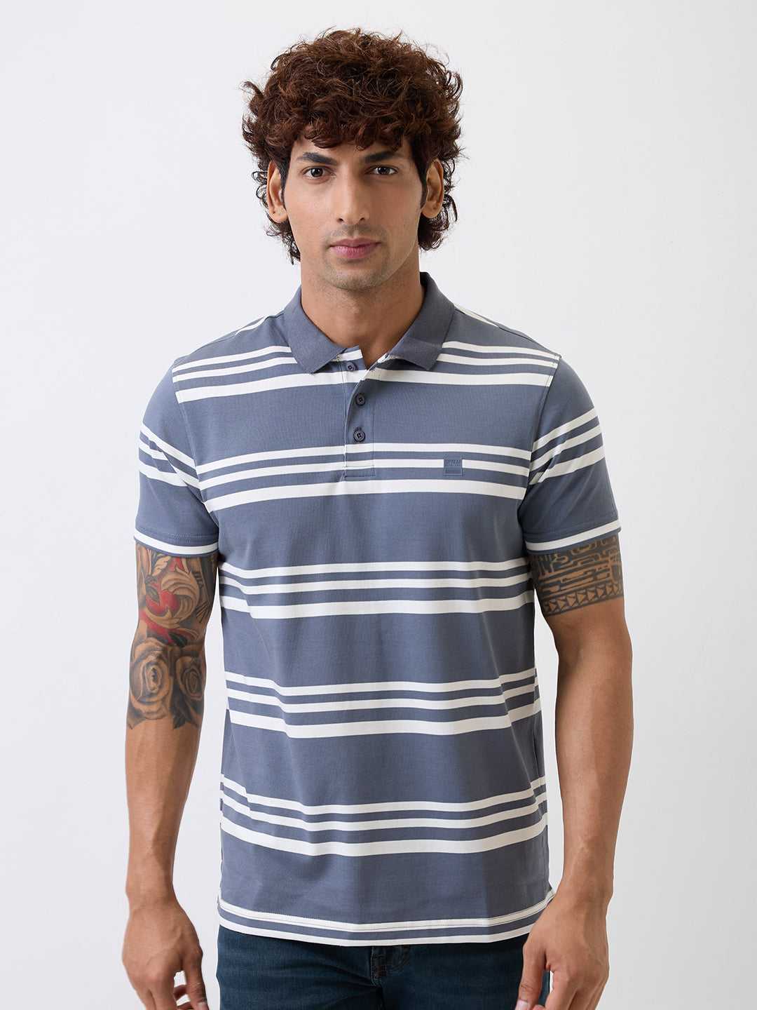 SPYKAR MENS T-SHIRT H/S MKTFP1BE162 CEMENT GREY