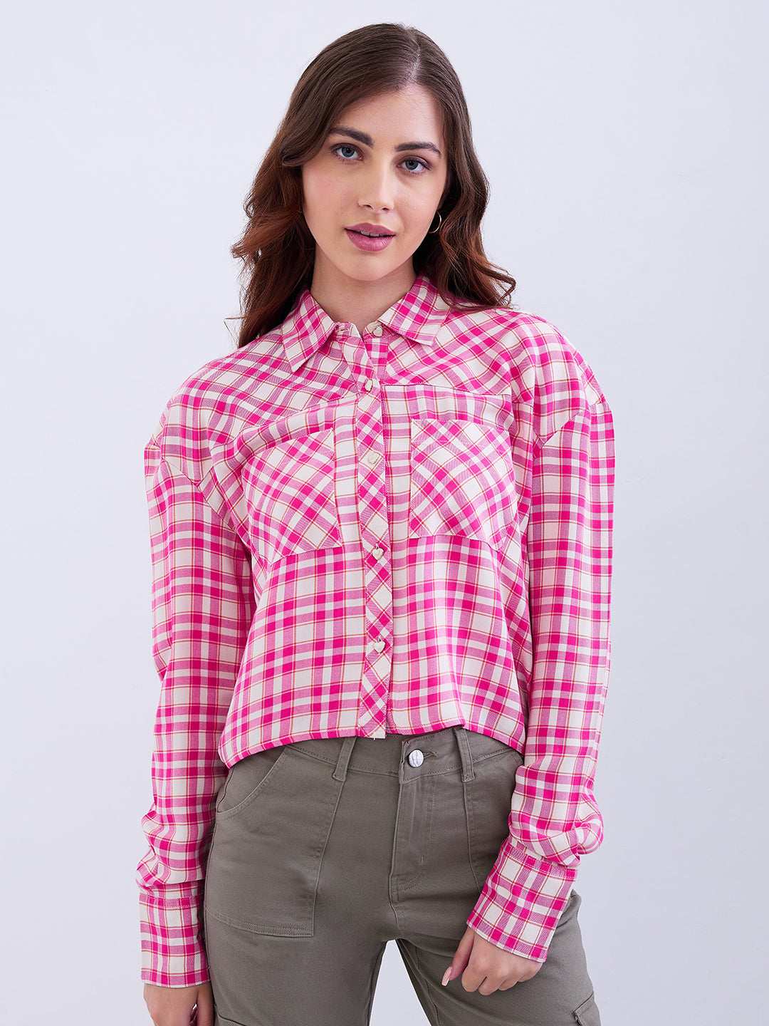 Spykar Ladies Western Shirt F/S Wshcs2Be005 Luminous Pink