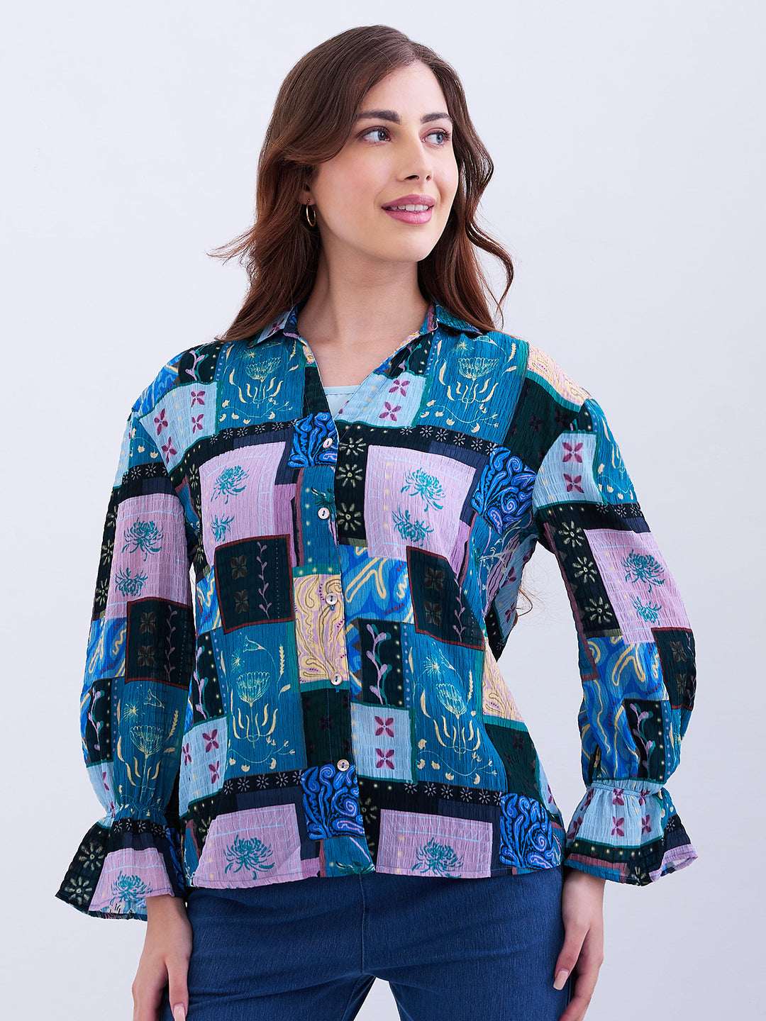 Spykar Ladies Western Shirt F/S Wshps2Be074 Retro Blue