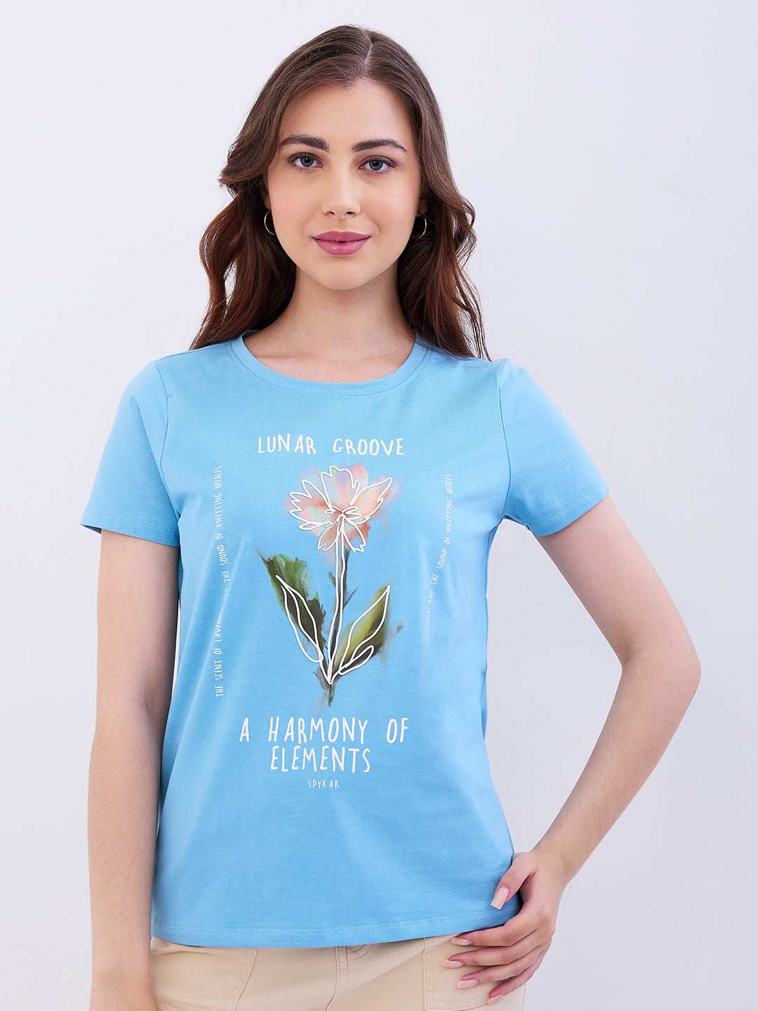 Spykar Ladies Western T-Shirt F/S Wktbc2Be041 Retro Blue