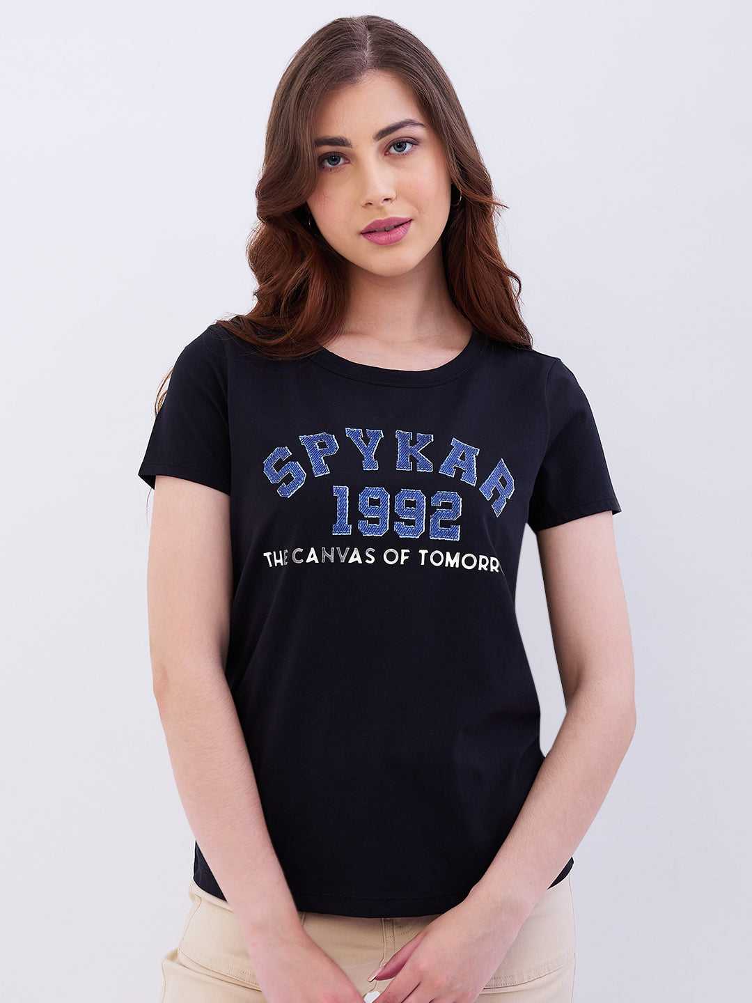 Spykar Ladies Western T-Shirt F/S Wktbc2Be040 Black
