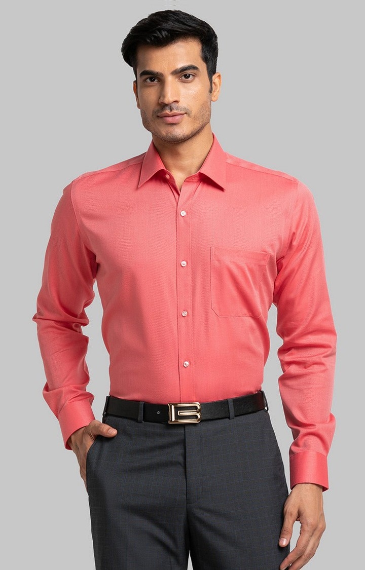 Raymond | Raymond Orange Solid Contemporary Fit Formal Shirts For Men 0