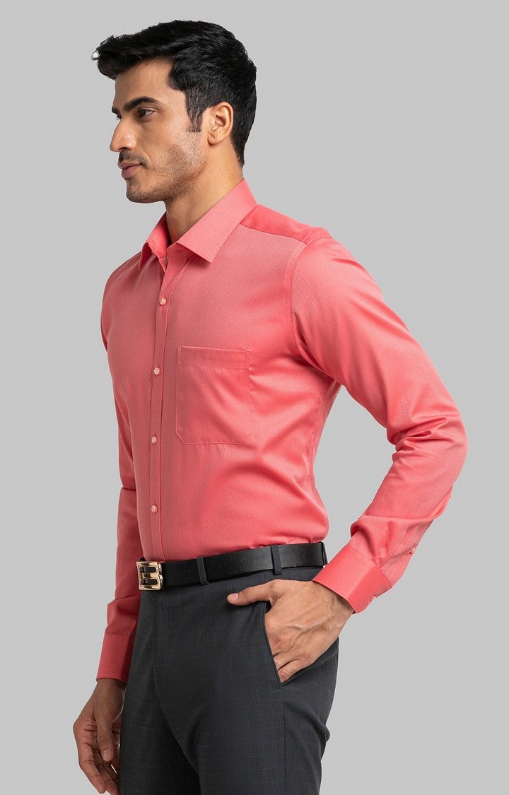 Raymond | Raymond Orange Solid Contemporary Fit Formal Shirts For Men 3
