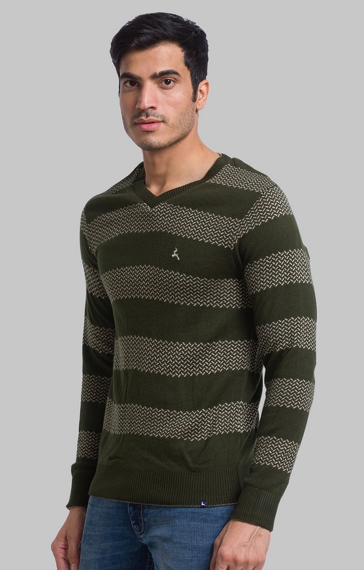 PARX | PARX Regular Fit Green Sweater For Men 3