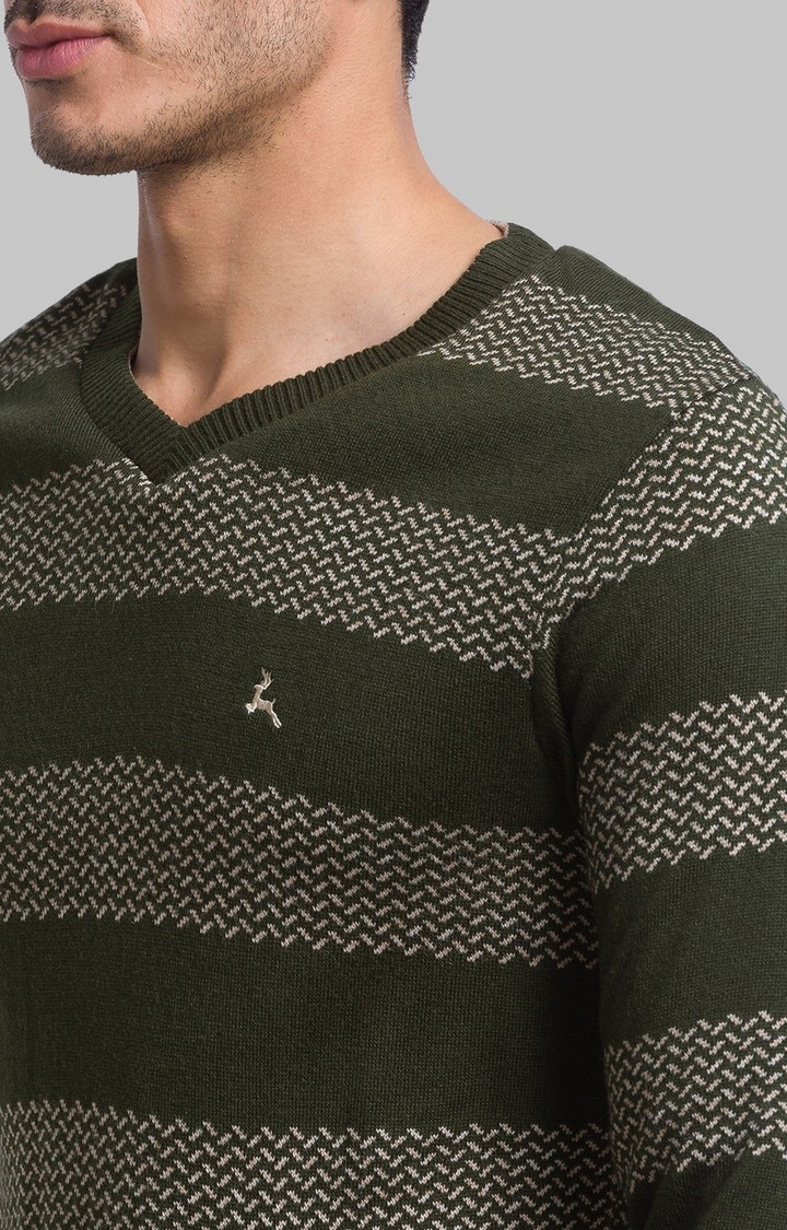 PARX | PARX Regular Fit Green Sweater For Men 5