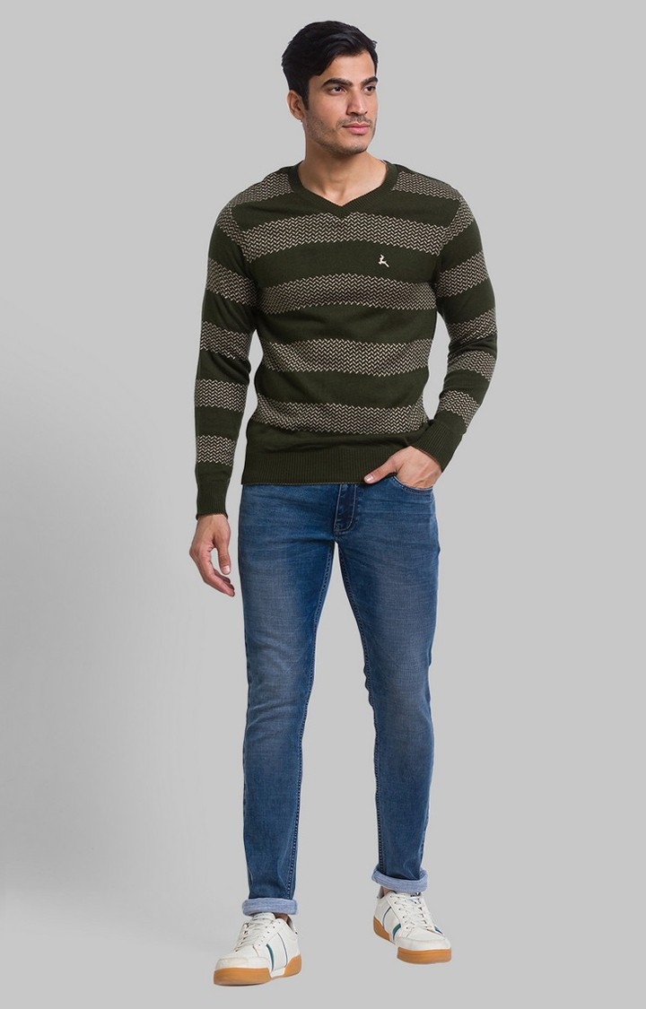 PARX | PARX Regular Fit Green Sweater For Men 1