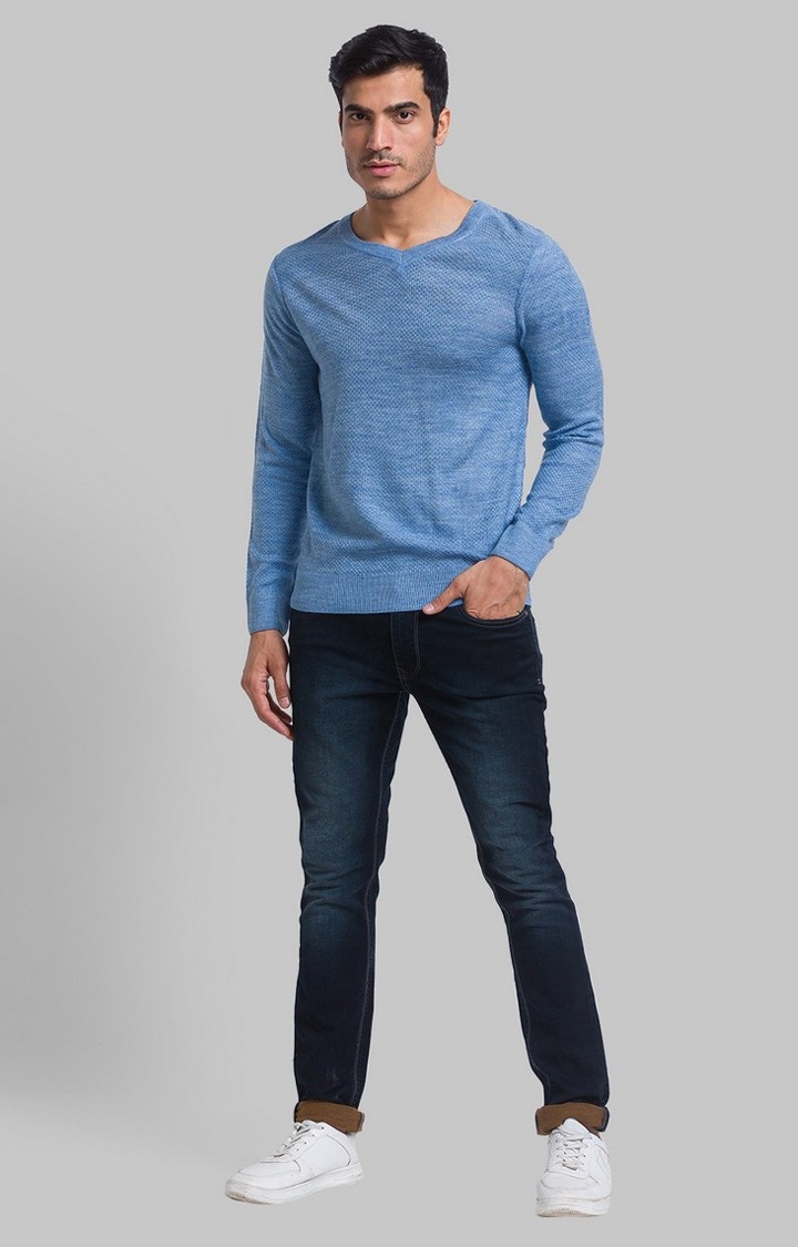 PARX | PARX Regular Fit Blue Sweater For Men 1