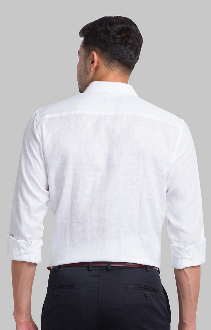 Park Avenue | Park Avenue White Solid Slim Fit Formal Shirts For Men 4