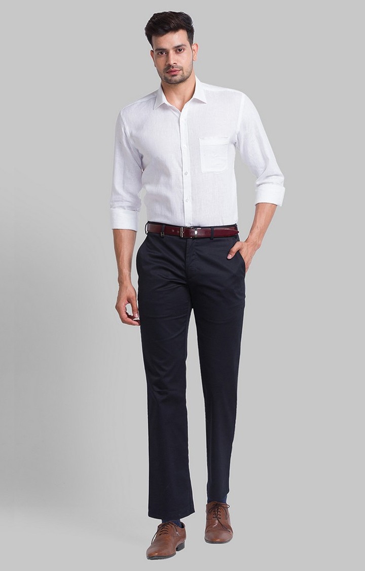Park Avenue | Park Avenue White Solid Slim Fit Formal Shirts For Men 1
